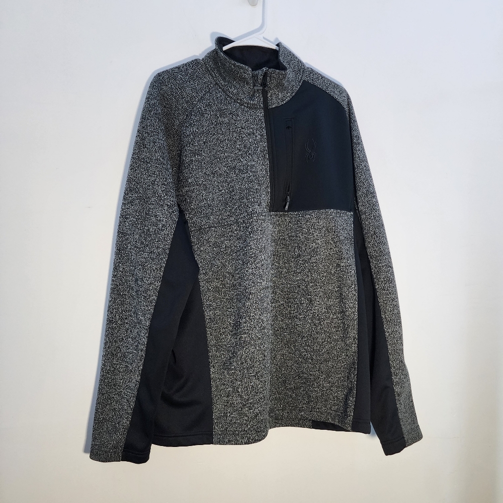 Men's Gray and Black Quarter-Zip Pullover XXL